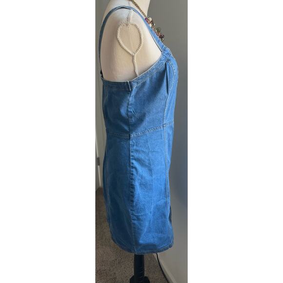 Derek Heart Denim Spaghetti Strap Criss Cross Front Above Knee Stretch Dress XL - Picture 3 of 6